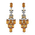 Golden Scapolite and White Zircon Earrings in Vermeil Yellow Gold and Platinum Over Sterling Silver 5.50 ctw - Sticky add to cart bar