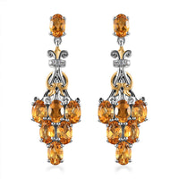 Golden Scapolite and White Zircon Earrings in Vermeil Yellow Gold and Platinum Over Sterling Silver 5.50 ctw