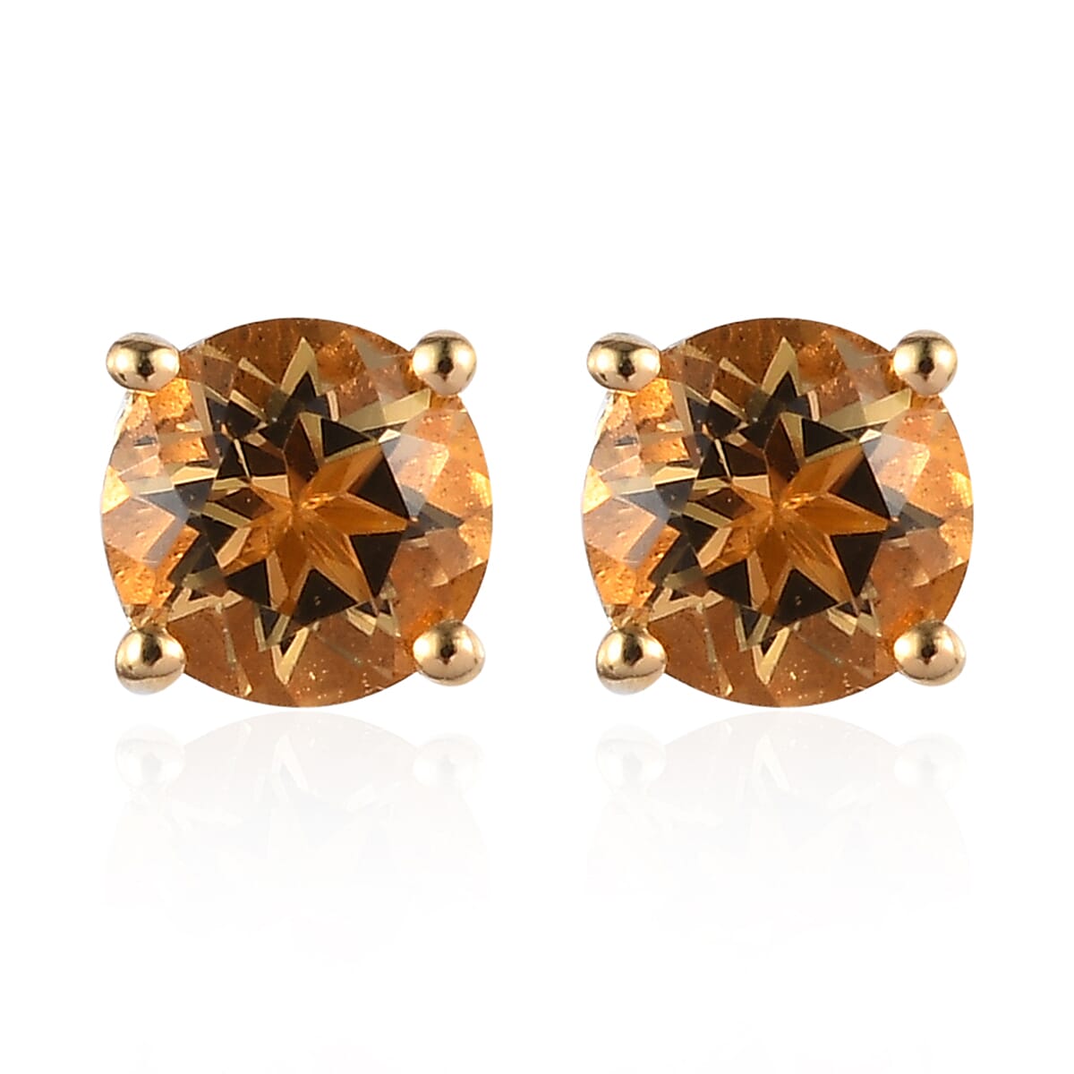 Golden Scapolite Solitaire Stud Earrings 0.75 ctw