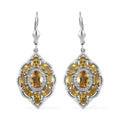 Golden Scapolite and White Zircon Lever Back Earrings in Platinum Over Sterling Silver 4.75 ctw - Sticky add to cart bar