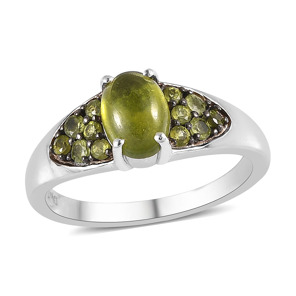 Italian Natural Vesuvianite Ring in Platinum Over Sterling Silver (Size 10.0) 1.25 ctw
