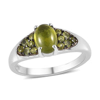 Italian Natural Vesuvianite Ring in Platinum Over Sterling Silver (Size 10.0) 1.25 ctw