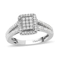 Diamond Split Shank Ring in Platinum Over Sterling Silver 0.50 ctw - Sticky add to cart bar