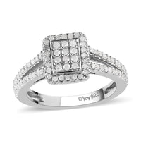Diamond Split Shank Ring in Platinum Over Sterling Silver 0.50 ctw