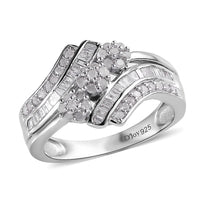 Diamond Ring in Platinum Over Sterling Silver (Size 9.0) 0.50 ctw