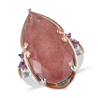 Natural Tanzanian Natronite and Multi Gemstone Ring in Vermeil Rose Gold and Platinum Over Sterling Silver 9.35 Grams 24.75 ctw