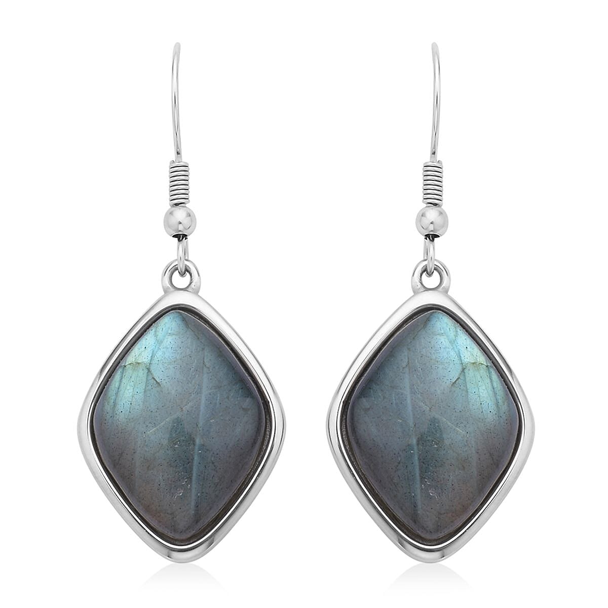 Malagasy Labradorite Dangle Earrings in Stainless Steel 36.00 ctw