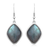 Malagasy Labradorite Dangle Earrings in Stainless Steel 36.00 ctw
