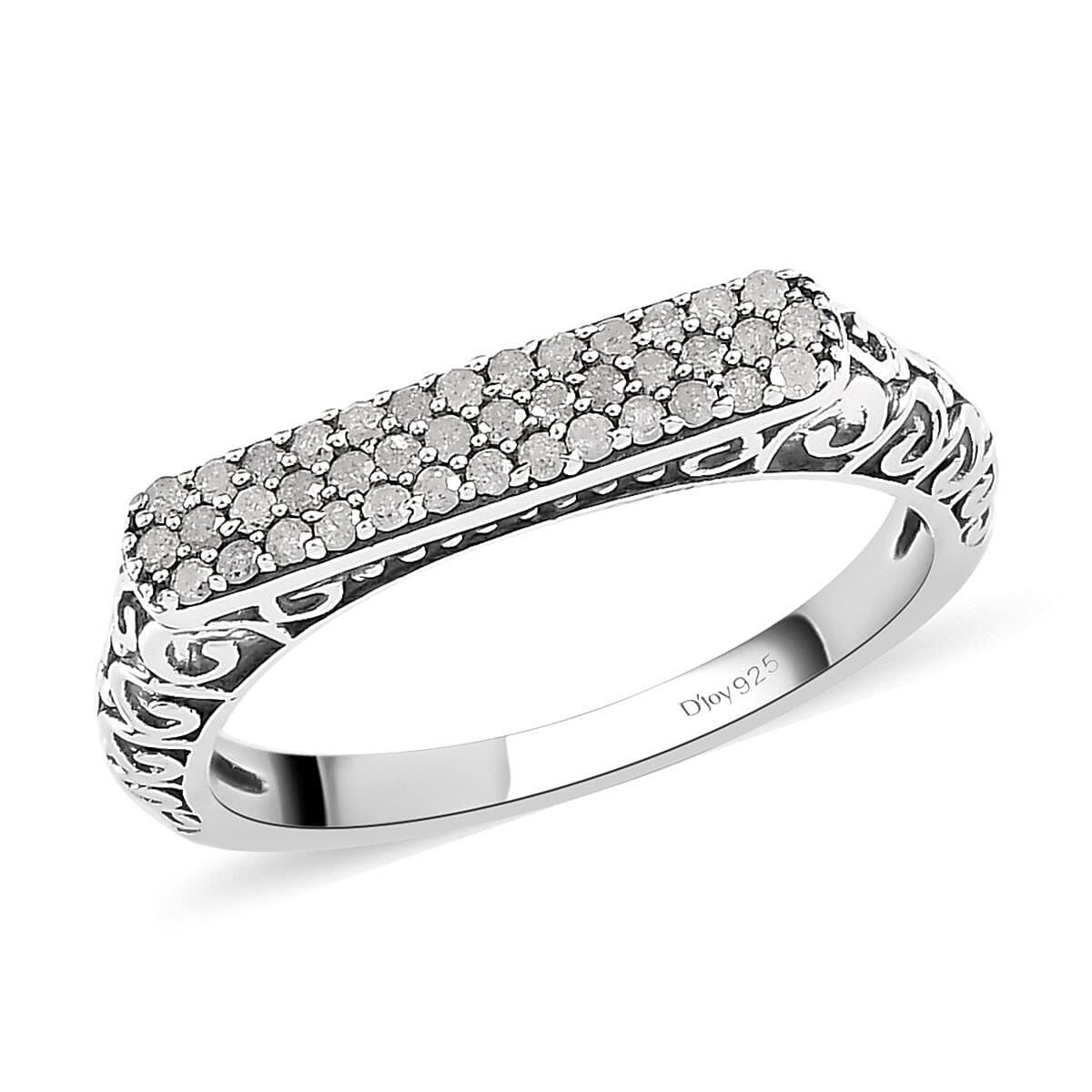 Diamond Three row Band Ring in Sterling Silver 0.25 ctw