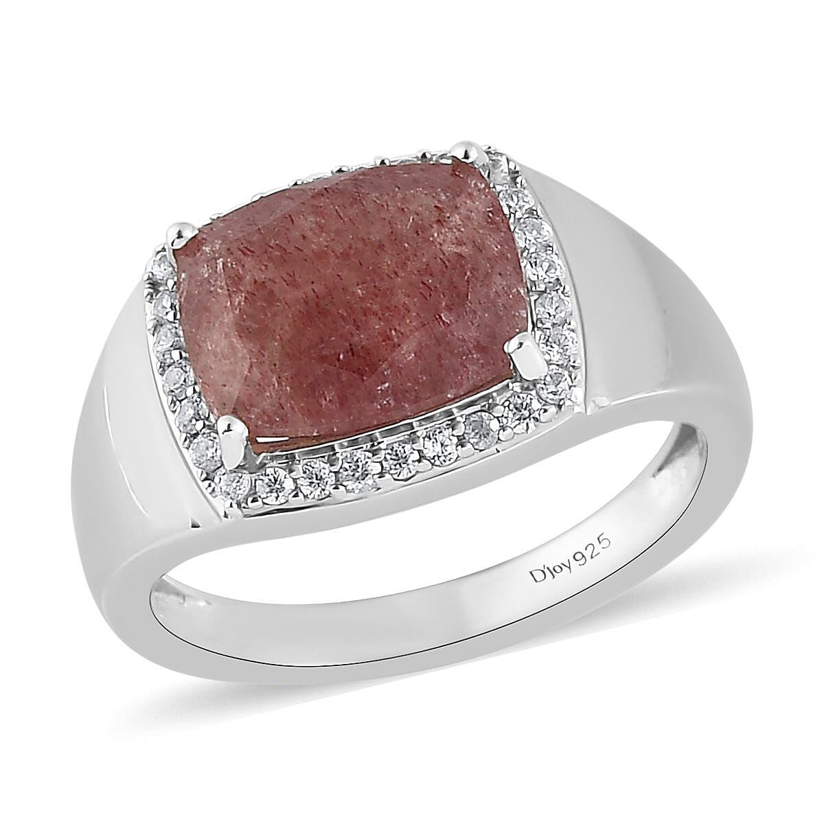 Natural Tanzanian Natronite and Natural White Zircon Men's Ring in Platinum Over Sterling Silver 4.35 ctw