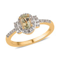 AAA Turkizite and White Zircon Halo Ring in Vermeil Yellow Gold Over Sterling Silver (Size 10.0) 1.00 ctw - Sticky add to cart bar
