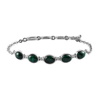 African Malachite Bracelet in Stainless Steel (6.50 In) 10.85 ctw , Tarnish-Free, Waterproof, Sweat Proof Jewelry