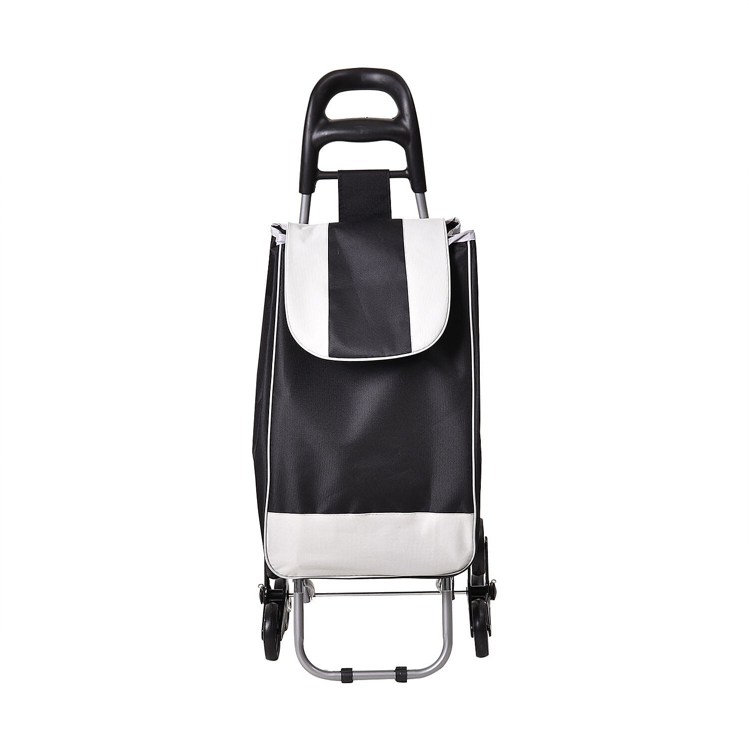 Black Trolly Bag with Iron Shelf and Wheels (Capacity: 2.5kg, Size:96x41x33cm)
