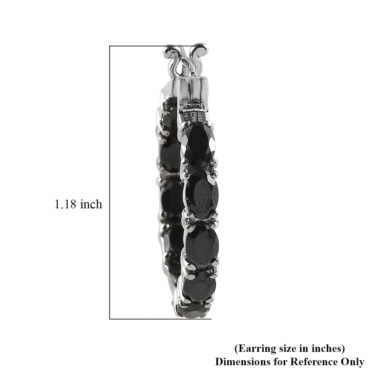 Thai Black Spinel Hoop Earrings in Stainless Steel 10.90 ctw