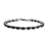 Natural Thai Black Spinel Tennis Bracelet in Stainless Steel (6.50 In) 12.60 ctw
