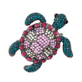 Multi Color Austrian Crystal Turtle Brooch in Black Silvertone - Sticky add to cart bar