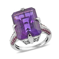 Amethyst, Orissa Rhodolite Garnet Ring in Platinum Over Sterling Silver (Size 10.0) 11.35 ctw