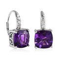 Amethyst and Natural White Zircon Lever Back Earrings in Platinum Over Sterling Silver 8.15 ctw - Sticky add to cart bar
