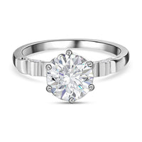 Moissanite 1.69 ctw Ring in Rhodium Over Sterling Silver (Size 10)