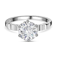 Moissanite 1.69 ctw Ring in Rhodium Over Sterling Silver (Size 11.5)