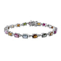 Multi-Tourmaline Bracelet in Platinum Over Sterling Silver (6.50 In) 8.00 ctw - Sticky add to cart bar