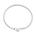 Snake Chain Bracelet in Stainless Steel (7.50 In) with Heart Shape Lock - Sticky add to cart bar