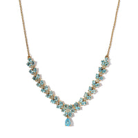 Madagascar Paraiba Apatite and Moissanite Necklace 18 Inches in Vermeil Yellow Gold Over Sterling Silver 8.65 ctw