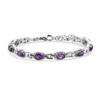 Amethyst Bracelet in Stainless Steel (6.50 In) 3.75 ctw
