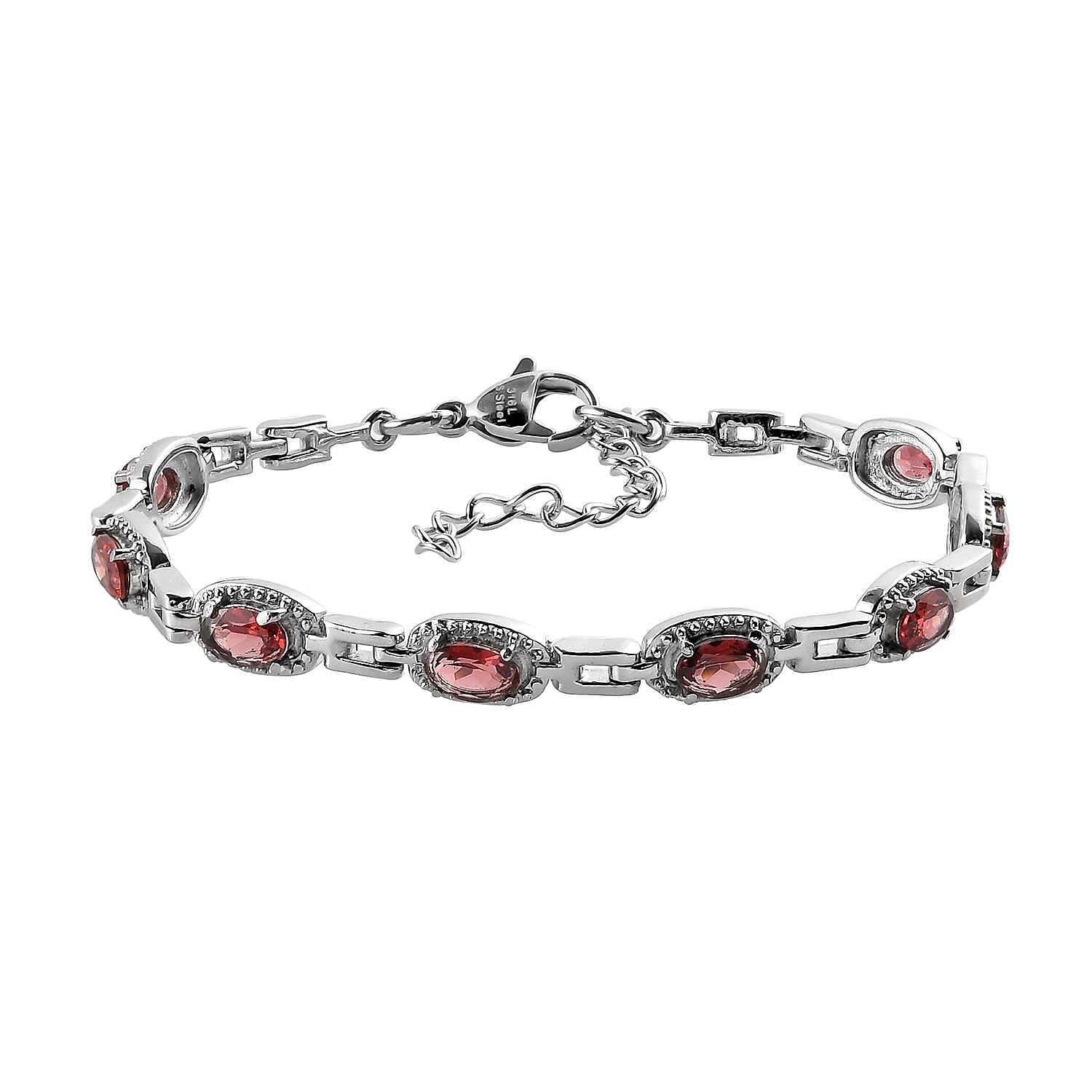 Amethyst Bracelet in Stainless Steel (6.50 In) 3.75 ctw