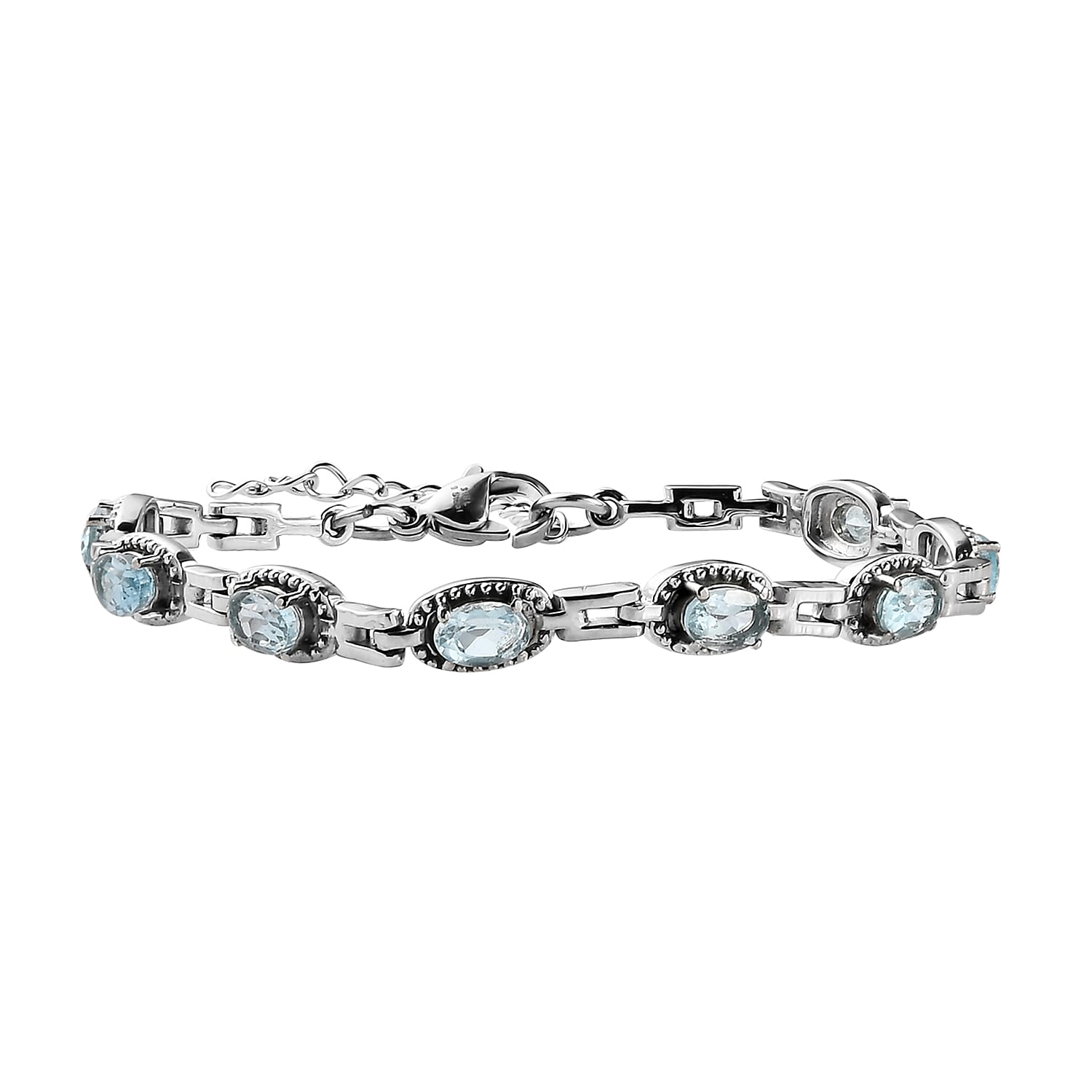Amethyst Bracelet in Stainless Steel (6.50 In) 3.75 ctw
