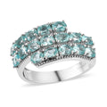 Madagascar Paraiba Apatite Ring in Platinum Over Sterling Silver (Delivery in 3-5 Business Days) 3.15 ctw - Sticky add to cart bar