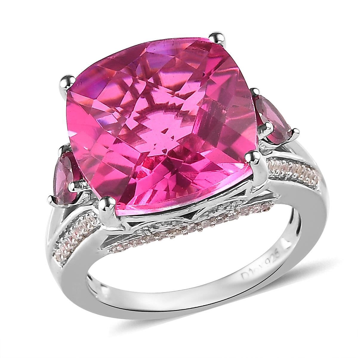 Radiant Orchid Quartz and Multi Gemstone Ring in Platinum Over Sterling Silver (Size 10.0) 11.35 ctw