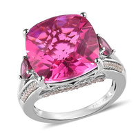 Radiant Orchid Quartz and Multi Gemstone Ring in Platinum Over Sterling Silver (Size 10.0) 11.35 ctw