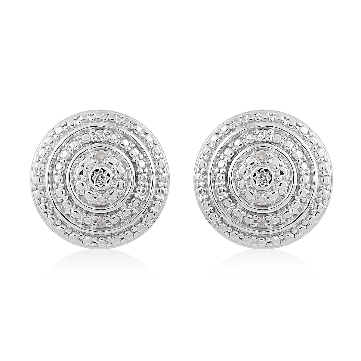 White Diamond Earrings in Sterling Silver, Stud Earrings For Women 0.05 ctw