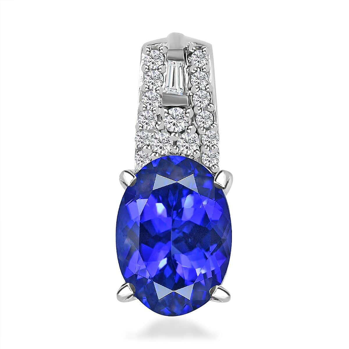 LUXORO 10K White Gold Premium Tanzanite and Diamond Pendant 1.25 ctw
