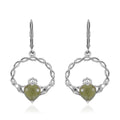 Connemara Marble Twisted Infinity Ireland Claddagh Earrings in Platinum Over Sterling Silver 6.00 ctw - Sticky add to cart bar