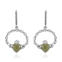 Connemara Marble Twisted Infinity Ireland Claddagh Earrings in Platinum Over Sterling Silver 6.00 ctw