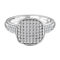 White Diamond Ring in Platinum Over Sterling Silver (Size 11.5) 0.50 ctw