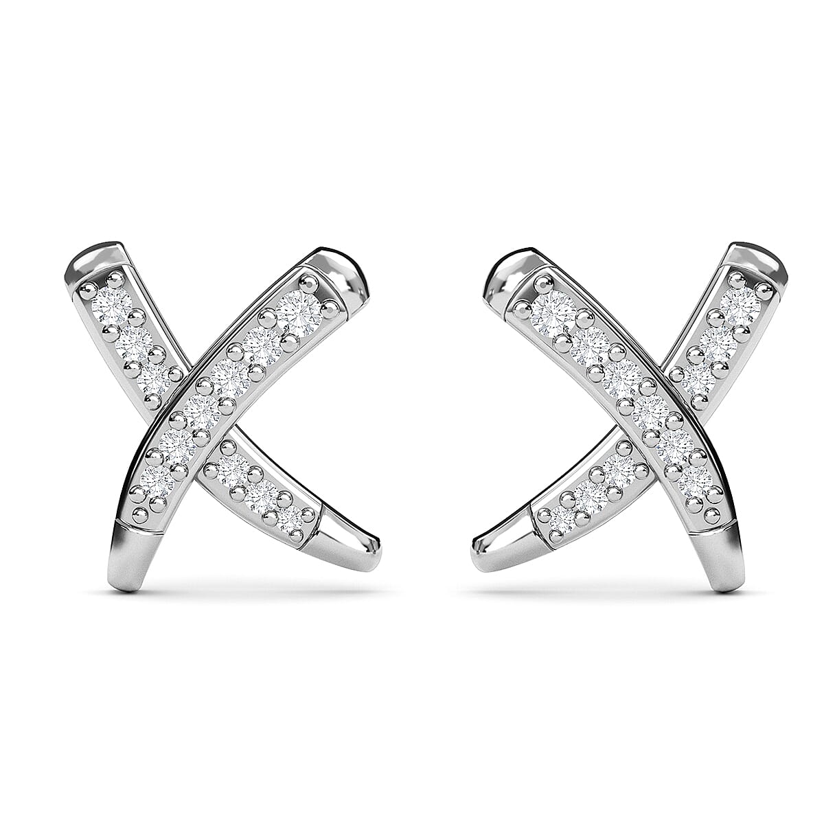 Rachel Galley 14K White Gold Diamond G-H I1 Kiss X Molto Earrings 0.20 ctw