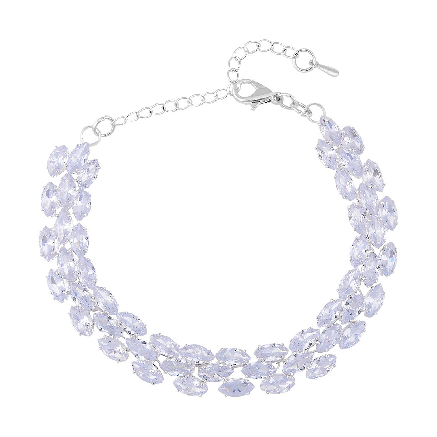 Austrian Crystal Tennis Bracelet in Silvertone (7.5-9.5In)