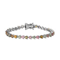 Multi-Tourmaline Tennis Bracelet in Platinum Over Sterling Silver (6.50 In) 8.15 Grams 7.60 ctw - Sticky add to cart bar