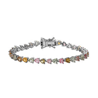 Multi-Tourmaline Tennis Bracelet in Platinum Over Sterling Silver (6.50 In) 8.15 Grams 7.60 ctw