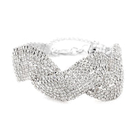 Austrian Crystal Cluster Bracelet in Silvertone (7.5-9.5In)