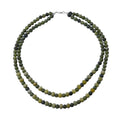 Connemara Marble 2 Row Beaded Necklace 18 Inches in Rhodium Over Sterling Silver 275.00 ctw - Sticky add to cart bar