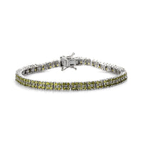Italian Natural Vesuvianite 2 Row Tennis Bracelet in Platinum Over Sterling Silver (6.50 In) 10.85 Grams 6.00 ctw