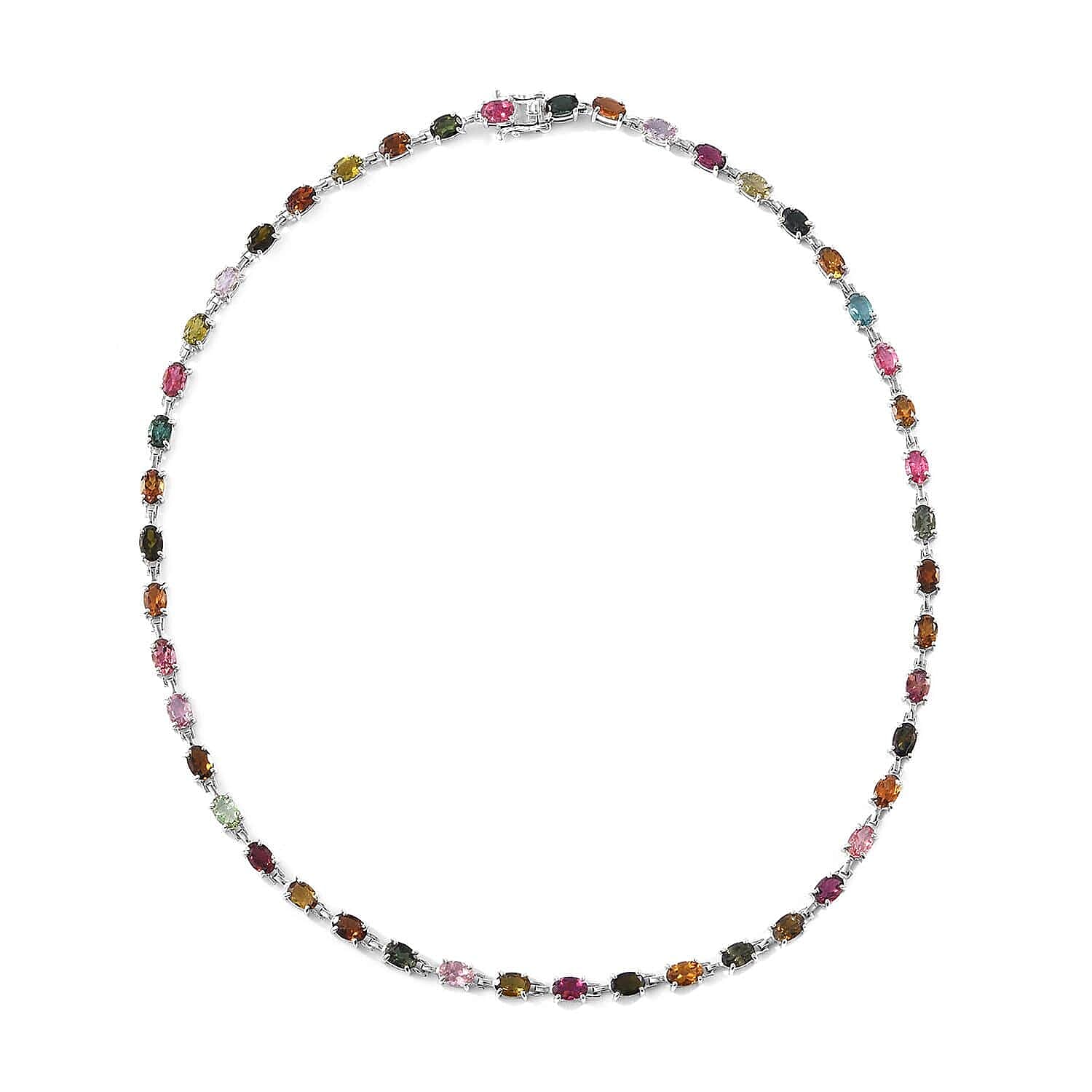 Multi-Tourmaline Necklace 18 Inches in Platinum Over Sterling Silver 17 Grams 22.10 ctw