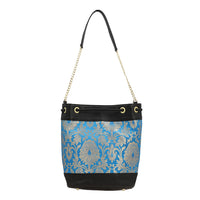 Brocade Leather Crossbody Bag  Color: Black Size: 12 L x 5.75 W x 9.75 H INCH