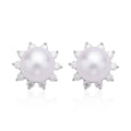 White Edison Pearl 10-11mm and Moissanite Stud Earrings in Sterling Silver 1.20 ctw - Sticky add to cart bar