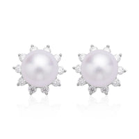 White Edison Pearl 10-11mm and Moissanite Stud Earrings in Sterling Silver 1.20 ctw