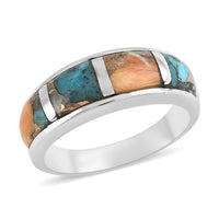Santa Fe Style Mojave Purple Turquoise, Multi Gemstone Fashion Ring in Sterling Silver (Size 10.0) 0.75 ctw